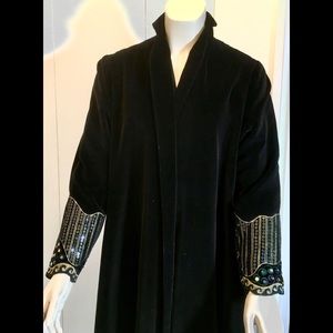 Velveteen SWING Coat Jeweled appliqué cuffs sz 8